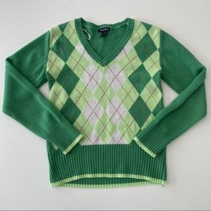 Vintage green argyle sweater